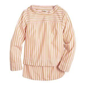J. Crew | NWT Funnelneck Pink Brown White Stripe HighLow Cotton Poplin Shirt